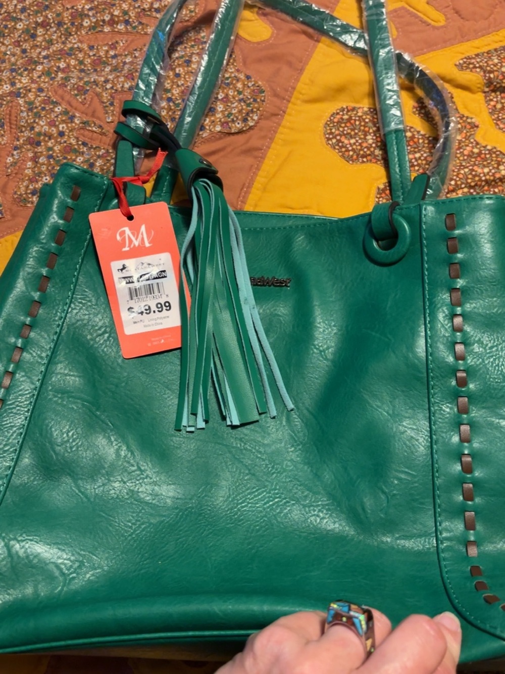 Montana West Teal Tassel Tote